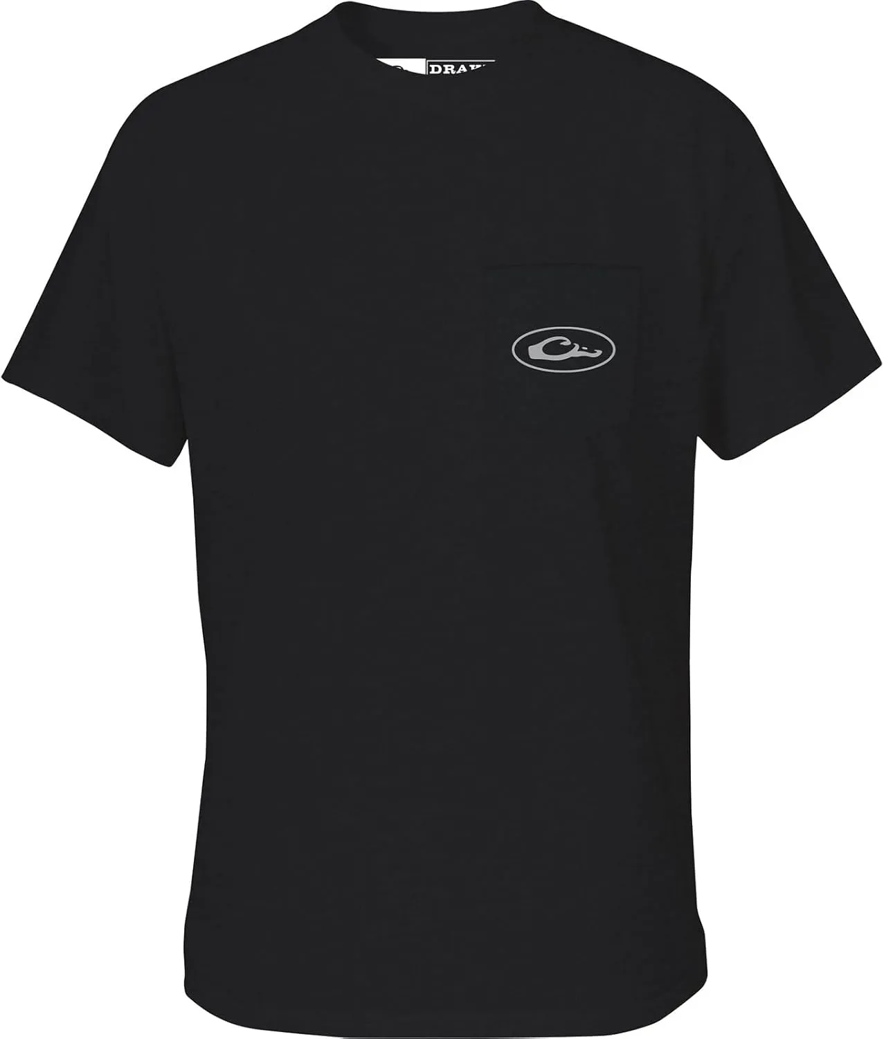 Drake Waterfowl Men's Old School Bar T-Shirt | Casual Lightweight Cotton Blend Tee with Back Logo Print & Front Chest Pocket