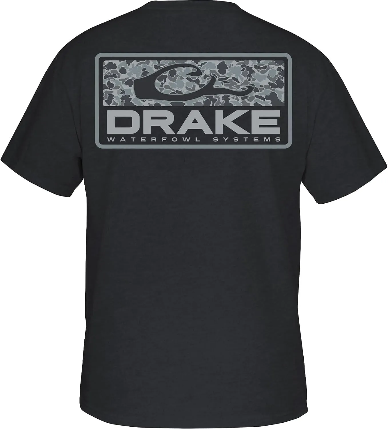 Drake Waterfowl Men's Old School Bar T-Shirt | Casual Lightweight Cotton Blend Tee with Back Logo Print & Front Chest Pocket