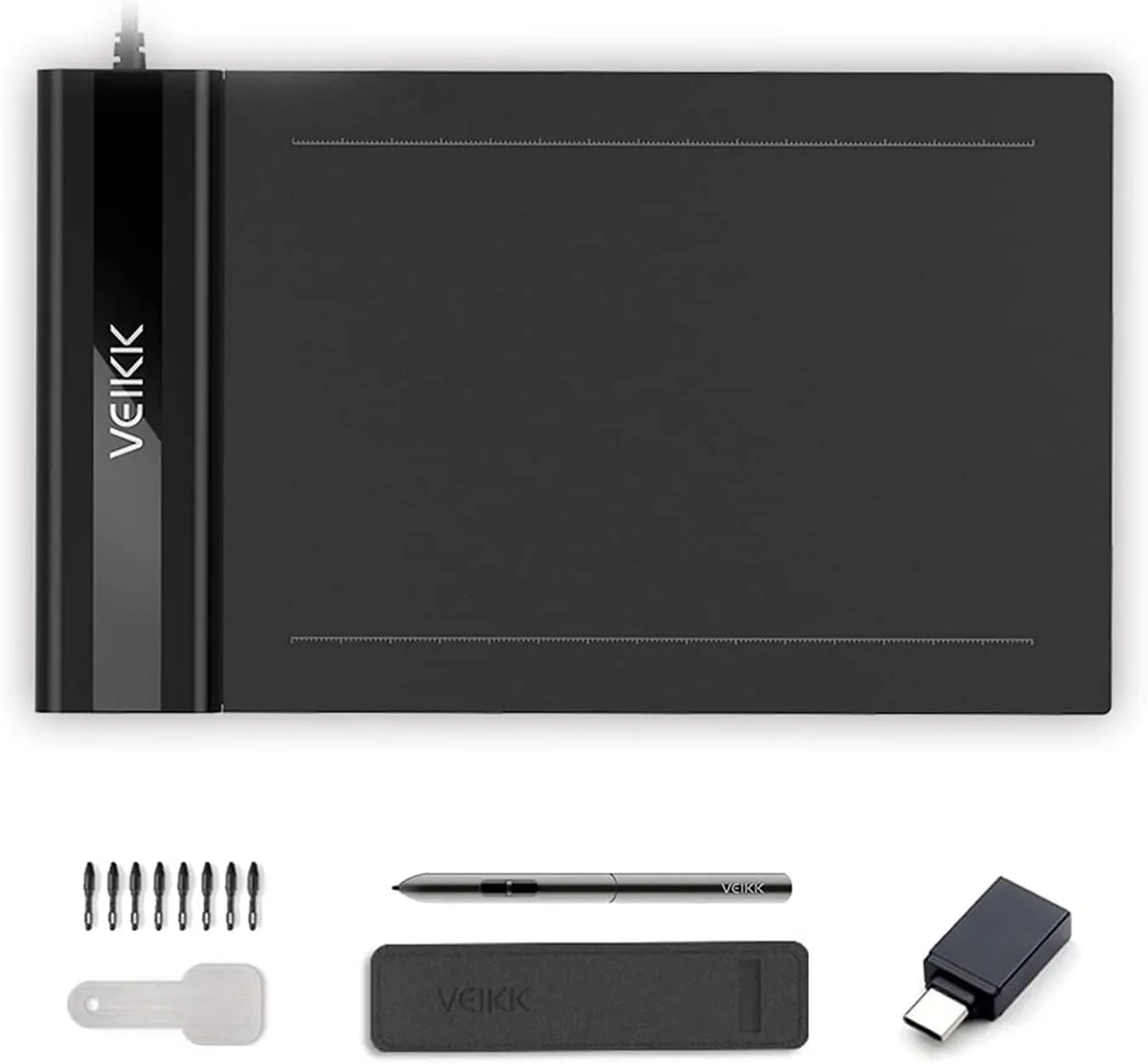 Drawing Tablet,VEIKK S640 Digital Graphics Tablet, 6x4 Inch Ultra-Thin Portable OSU! Tablet, Battery-Free Stylus for OSU! Game and Teaching Online Classes,Support Windows Mac Linux Android OS