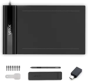 Drawing Tablet,VEIKK S640 Digital Graphics Tablet, 6x4 Inch Ultra-Thin Portable OSU! Tablet, Battery-Free Stylus for OSU! Game and Teaching Online Classes,Support Windows Mac Linux Android OS