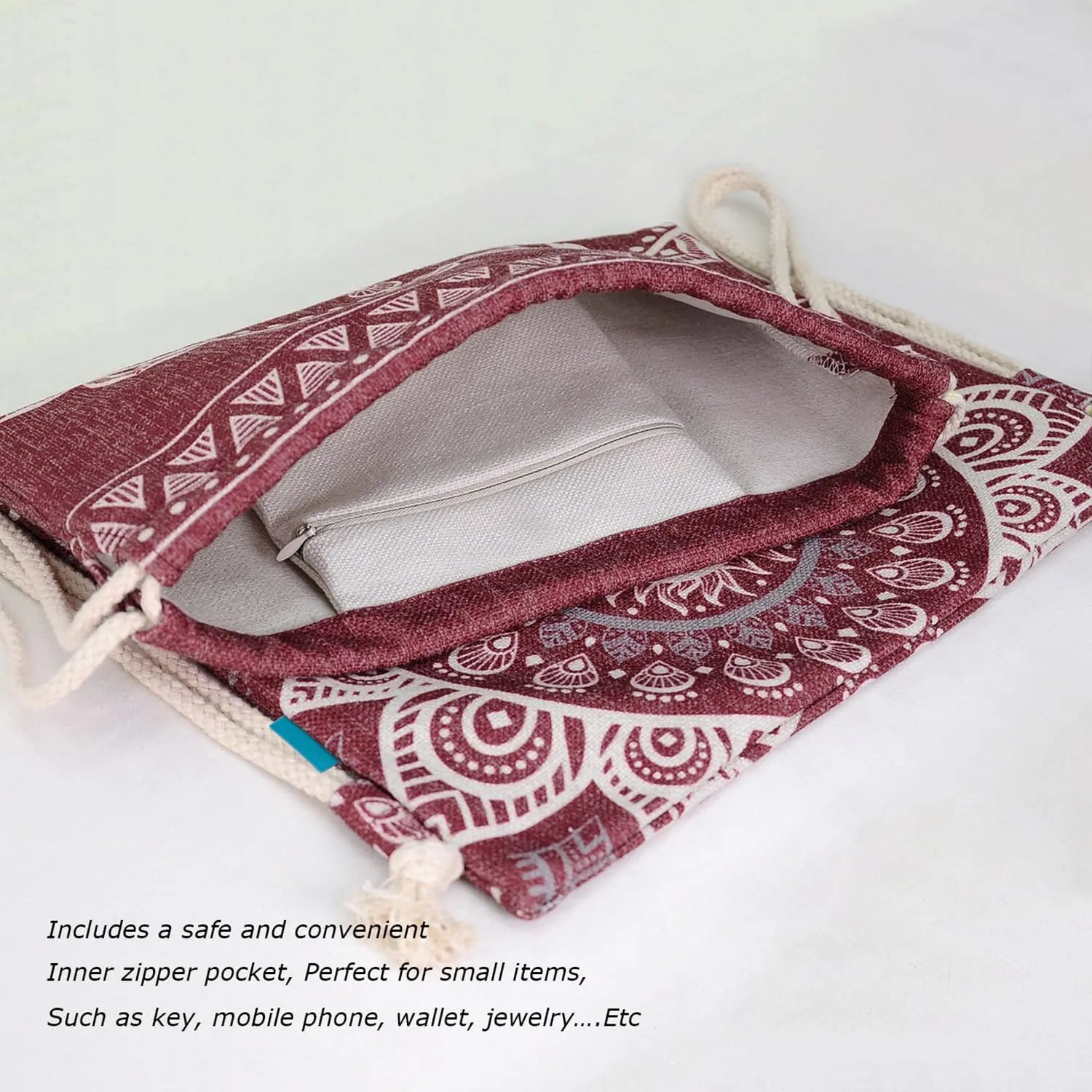 Drawstring Backpack Mandala Style String Bag Canvas Beach Sport Daypack
