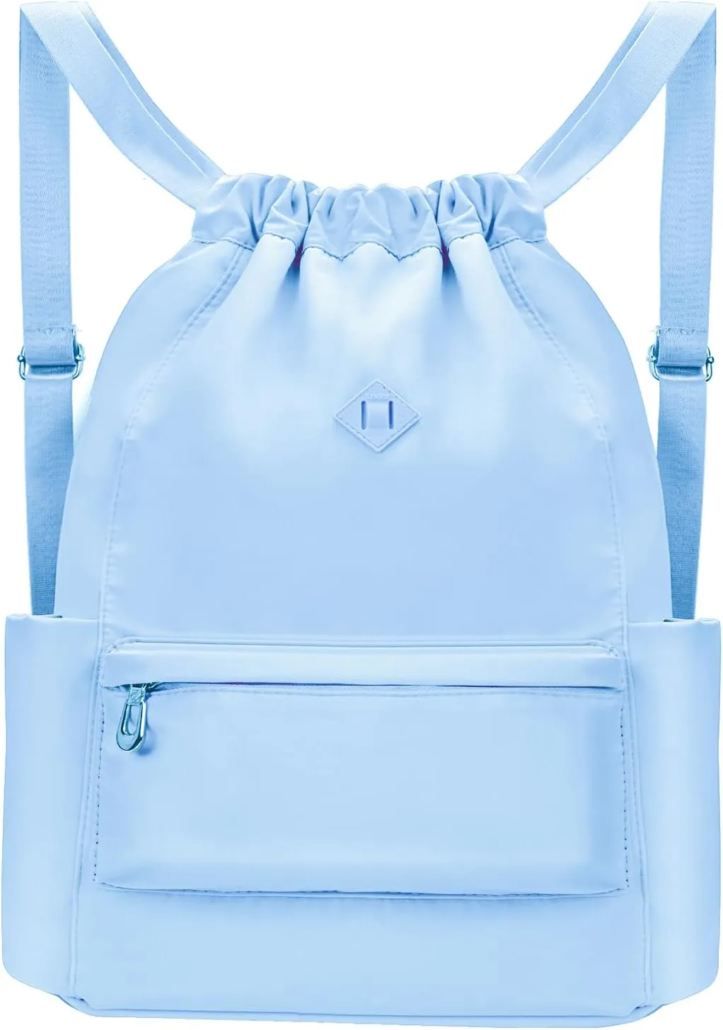 Drawstring Backpack with Wet Pocket Gym Backpack Water-Resistant Cinch String Bag Beach Swim for Women Men（Light Blue）