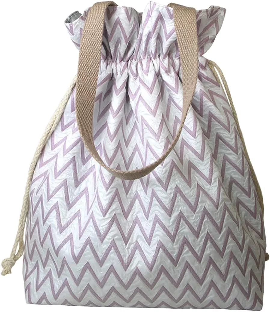 Drawstring Canvas Insulated Lunch Bag Reusable Thermal Lunch Bento Bags For Work Portable Picnic Large Capacity Lunch Bento Tote Pouch Insulation Handbag (Purple)