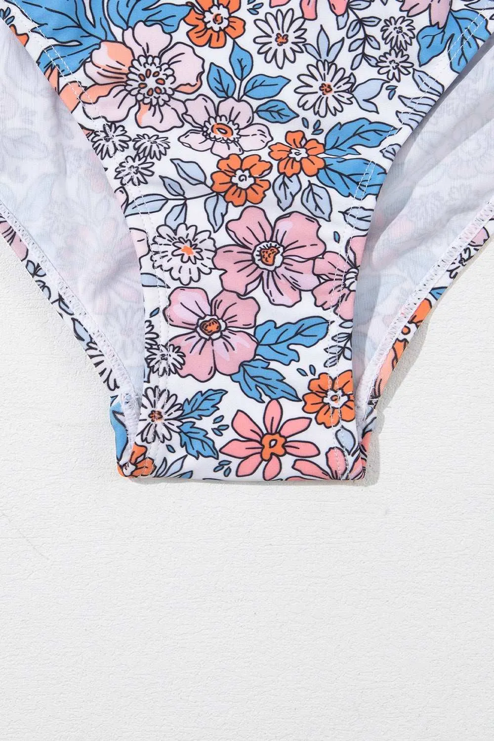 Drawstring Printed Swim Dress with Wide Straps