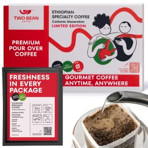 Drip Coffee 10-Pack - Superior 100% Ethiopia Fresh Roast - Single Serve Pour Over Filter Bags - Japanese Instant Pocket Coffee for Backpacking, Travel, and Camp