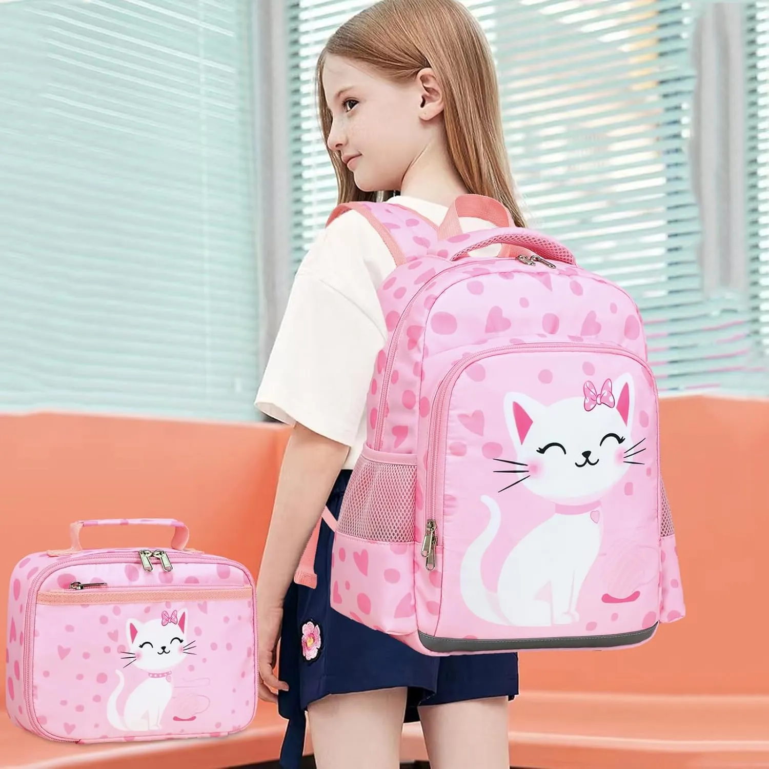 DSIUE Girls Backpack for School Kids Backpack with Lunch Box Preschool Kindergarten School Bag Bookbag Set