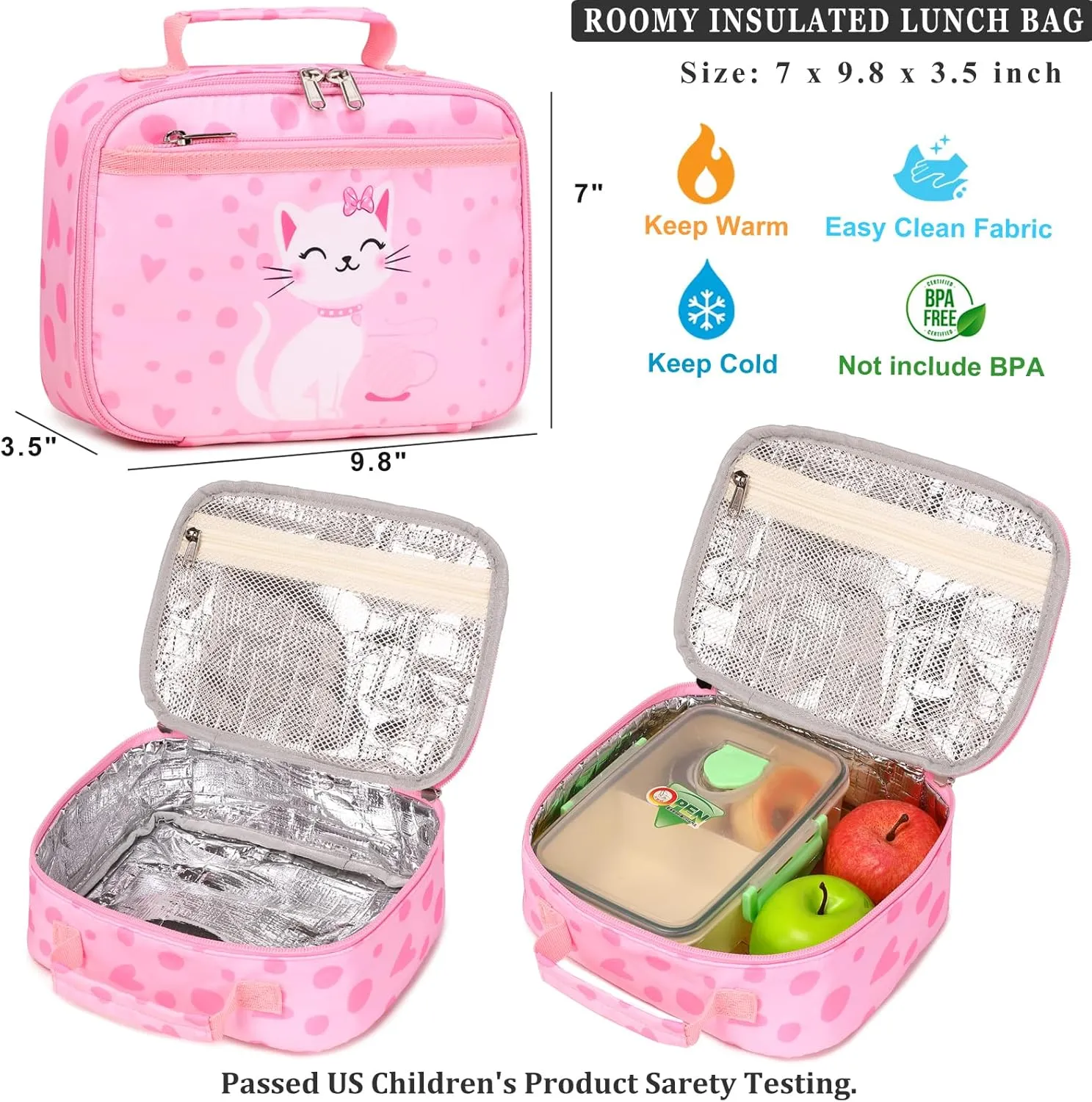 DSIUE Girls Backpack for School Kids Backpack with Lunch Box Preschool Kindergarten School Bag Bookbag Set