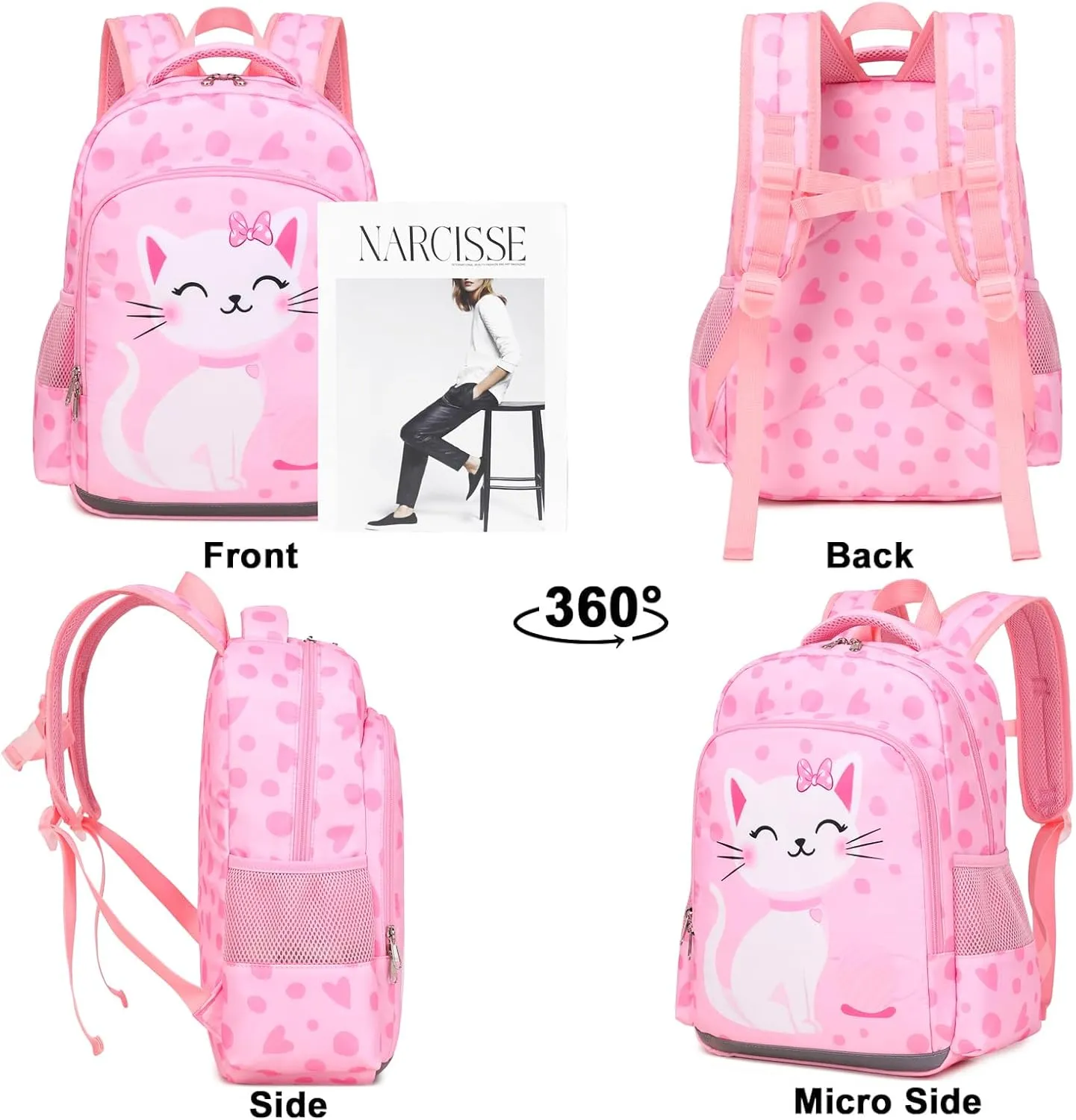 DSIUE Girls Backpack for School Kids Backpack with Lunch Box Preschool Kindergarten School Bag Bookbag Set