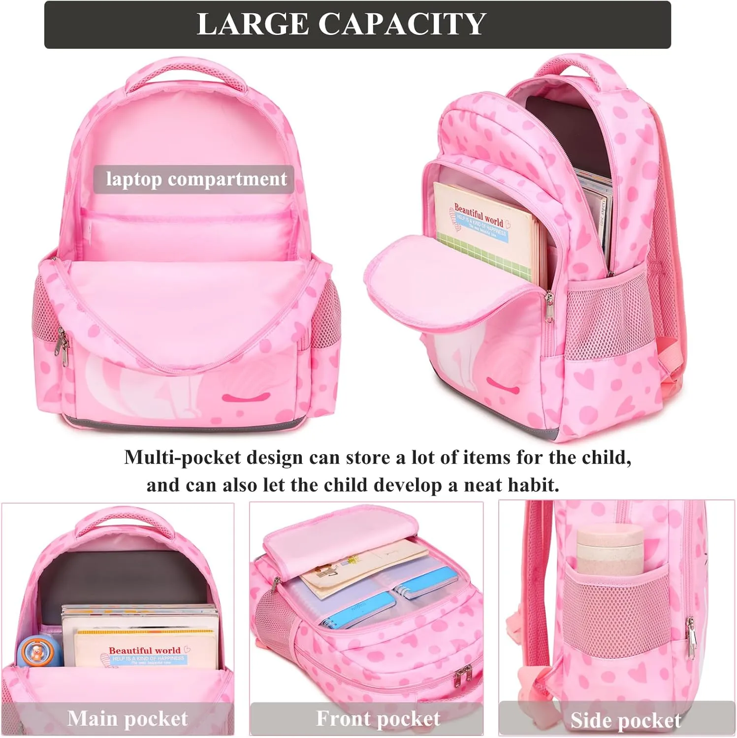 DSIUE Girls Backpack for School Kids Backpack with Lunch Box Preschool Kindergarten School Bag Bookbag Set