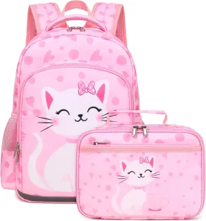 DSIUE Girls Backpack for School Kids Backpack with Lunch Box Preschool Kindergarten School Bag Bookbag Set