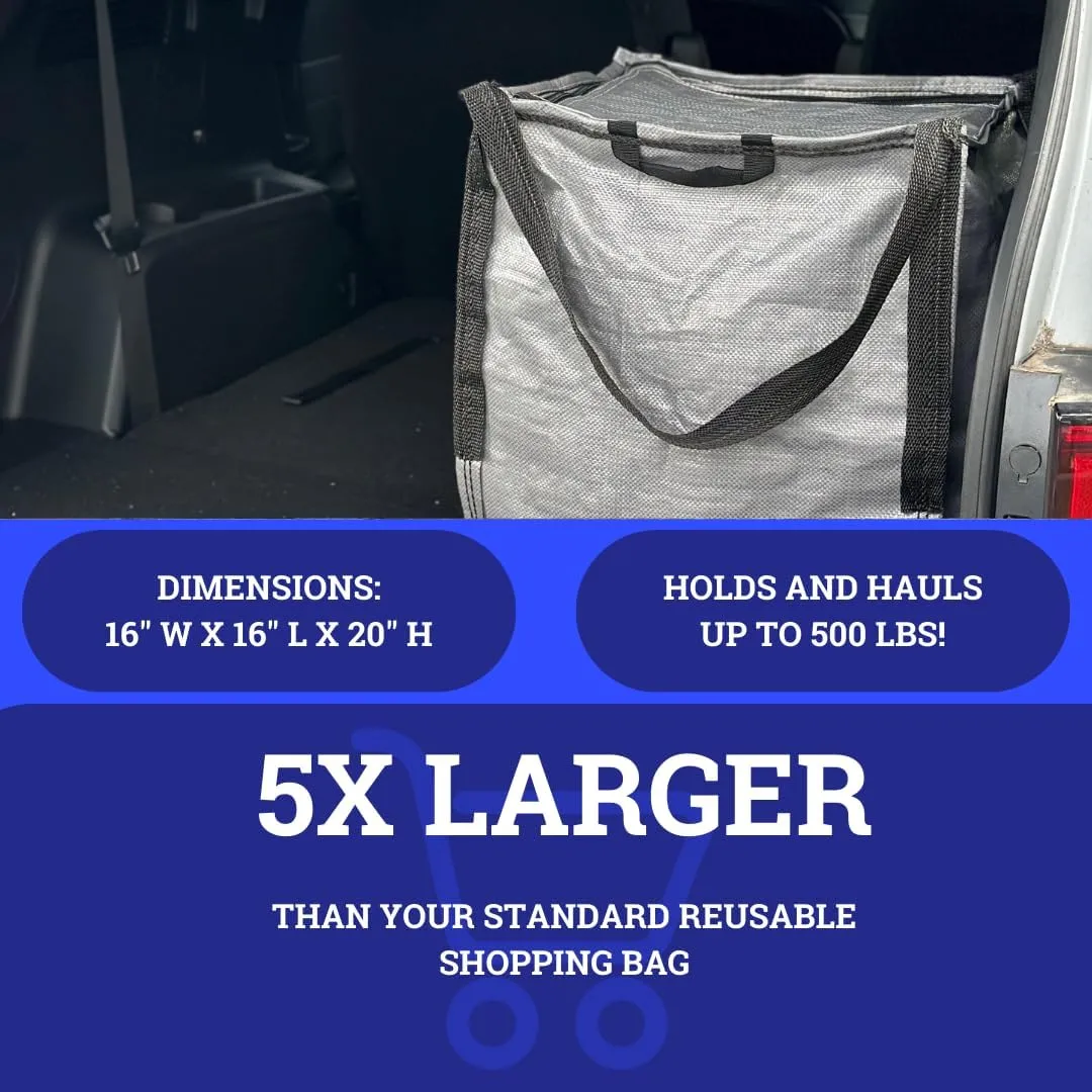 DURASACK Heavy Duty Storage Tote Bag with Zipper Top 22-Gallon Rugged Woven Polypropylene Moving Bag, Reusable Self-Standing Design, Holds up to 500 Pounds, Pack of 4, Gray