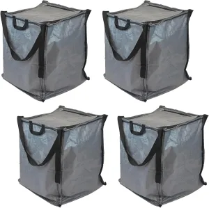 DURASACK Heavy Duty Storage Tote Bag with Zipper Top 22-Gallon Rugged Woven Polypropylene Moving Bag, Reusable Self-Standing Design, Holds up to 500 Pounds, Pack of 4, Gray
