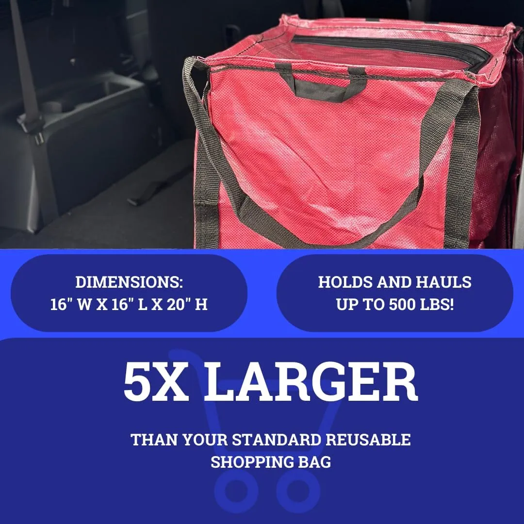 DURASACK Heavy Duty Storage Tote Bag with Zipper Top 22-Gallon Rugged Woven Polypropylene Moving Bag, Reusable Self-Standing Design, Holds up to 500 Pounds, Single, Red