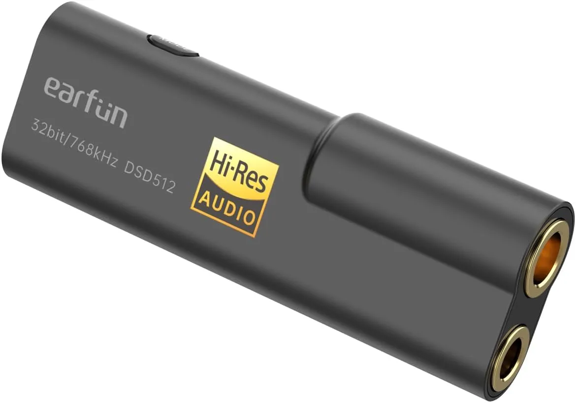EarFun UA100 HiFi USB DAC Headphone Amplifier, ES9038Q2M DAC, Portable Audio Headphone Amp Adapter Supports 32bit/768kHz, Hi-Res Audio with 3.5mm/4.4mm Jack for Phone/Laptop/PC/Music Players
