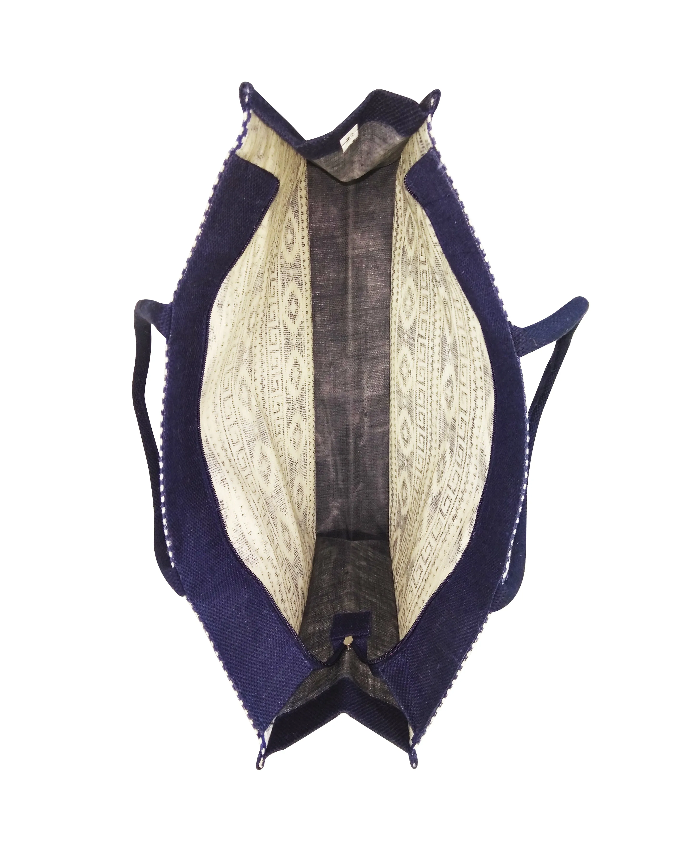 EARTHBAGS PRINTED JUTE SHOPPER WITH ZIPPER