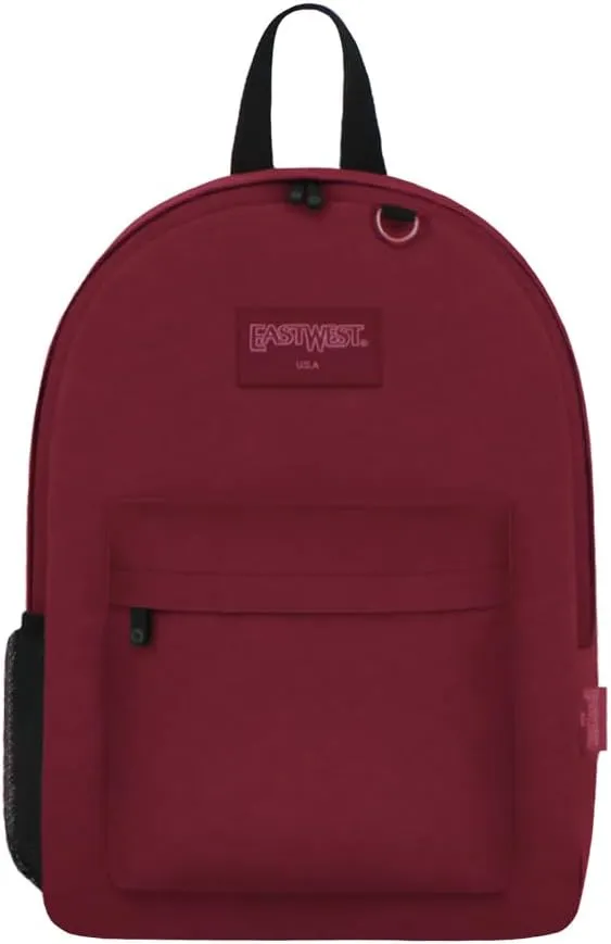 East West USA Simple Backpack Black - 12.5" L x 16.5" H x 5" W, Padded Back Panel & Adjustable Shoulder Straps, Comfortable and Durable Travel/School Bag