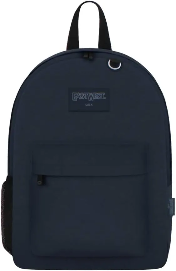 East West USA Simple Navy Blue Backpack - 12.5" L x 16.5" H x 5" W, Padded Back Panel & Adjustable Shoulder Straps, Comfortable and Durable Travel/School Bag