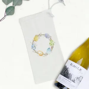 Easter Egg Wreath - Canvas Wine Bag