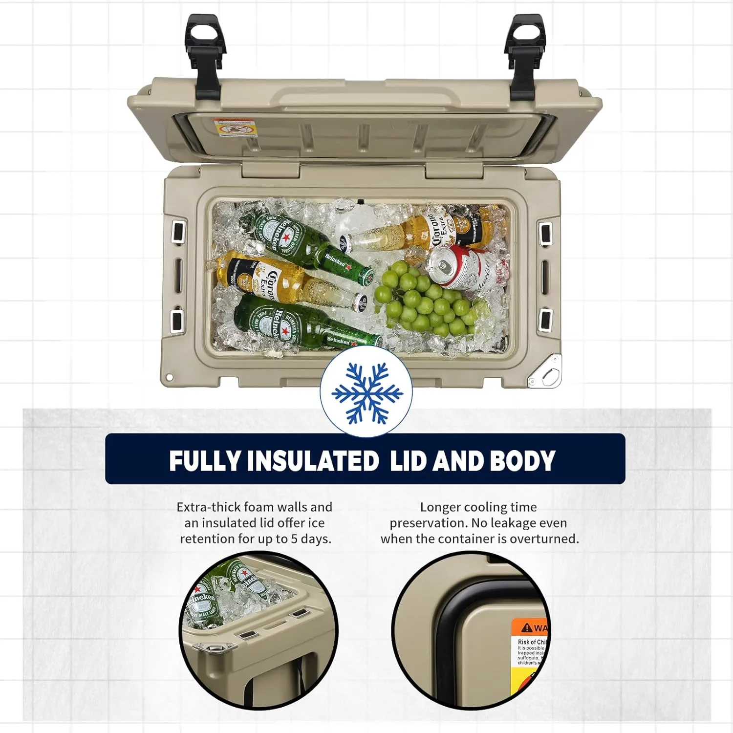 EchoSmile 25/30/35/40/60/75 Quart Rotomolded Cooler, Built to Stand up to The Rigors of The Journey
