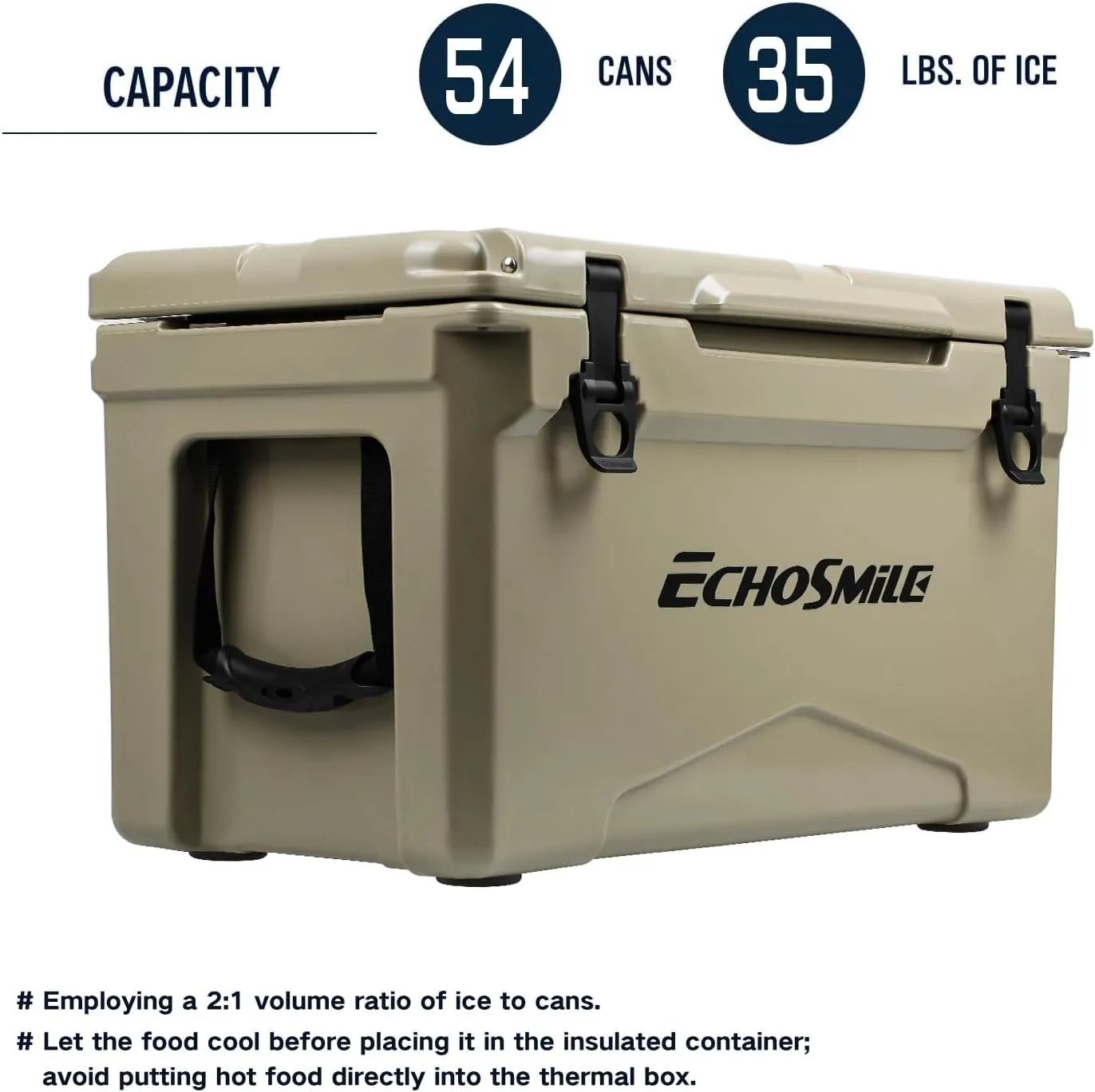 EchoSmile 25/30/35/40/60/75 Quart Rotomolded Cooler, Built to Stand up to The Rigors of The Journey