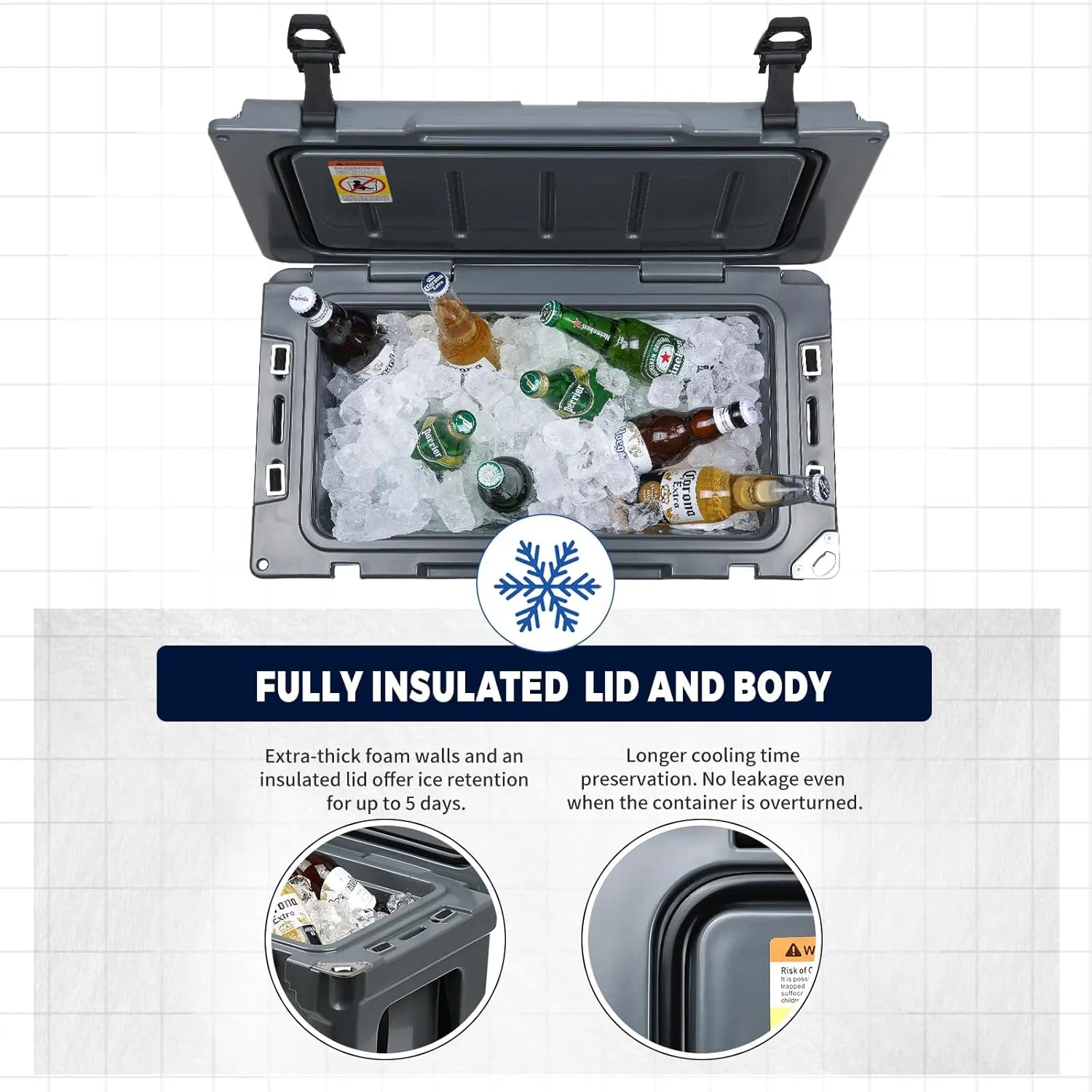EchoSmile 25/30/35/40/60/75 Quart Rotomolded Cooler, Built to Stand up to The Rigors of The Journey