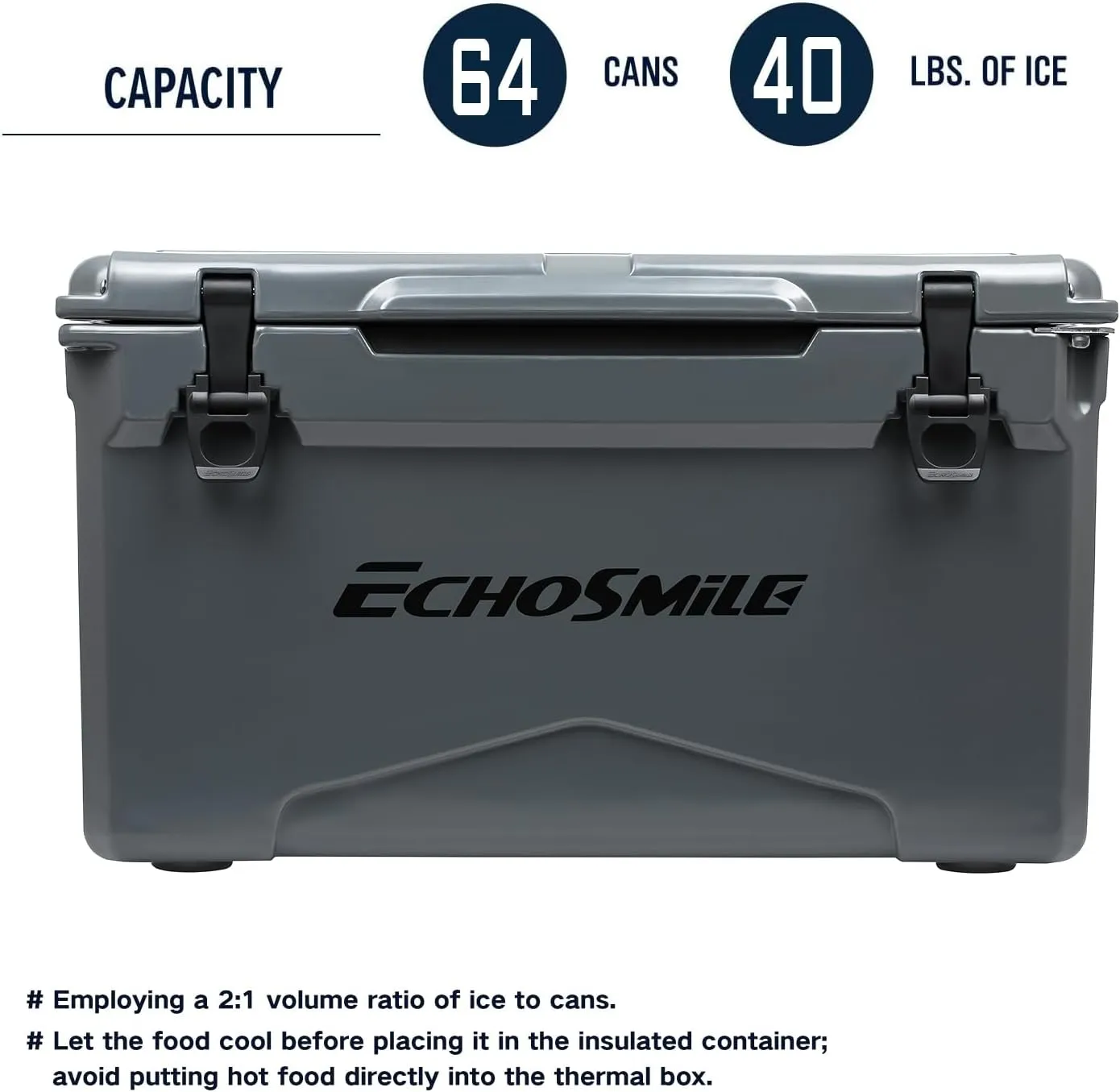 EchoSmile 25/30/35/40/60/75 Quart Rotomolded Cooler, Built to Stand up to The Rigors of The Journey