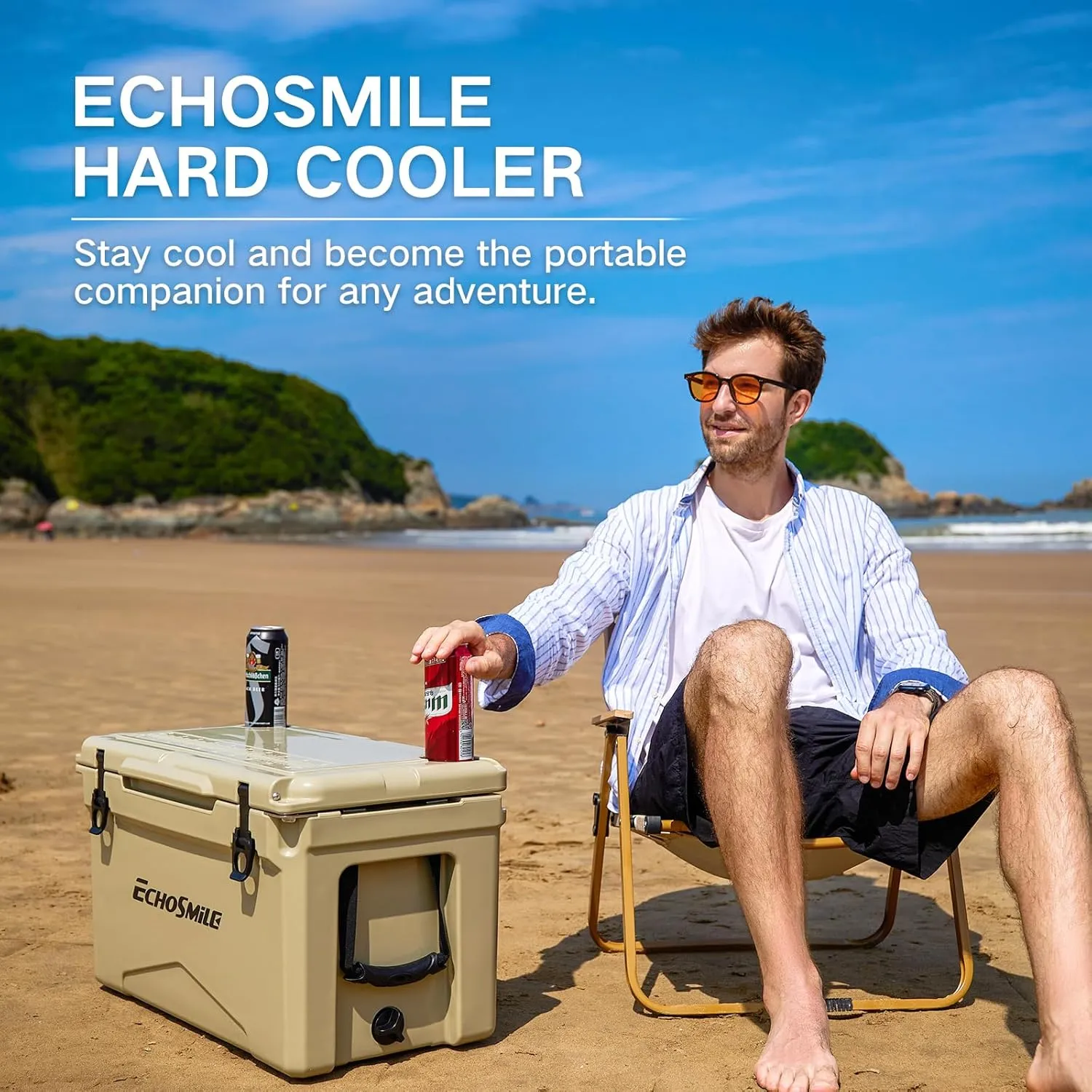 EchoSmile 25/30/35/40/60/75 Quart Rotomolded Cooler, Built to Stand up to The Rigors of The Journey