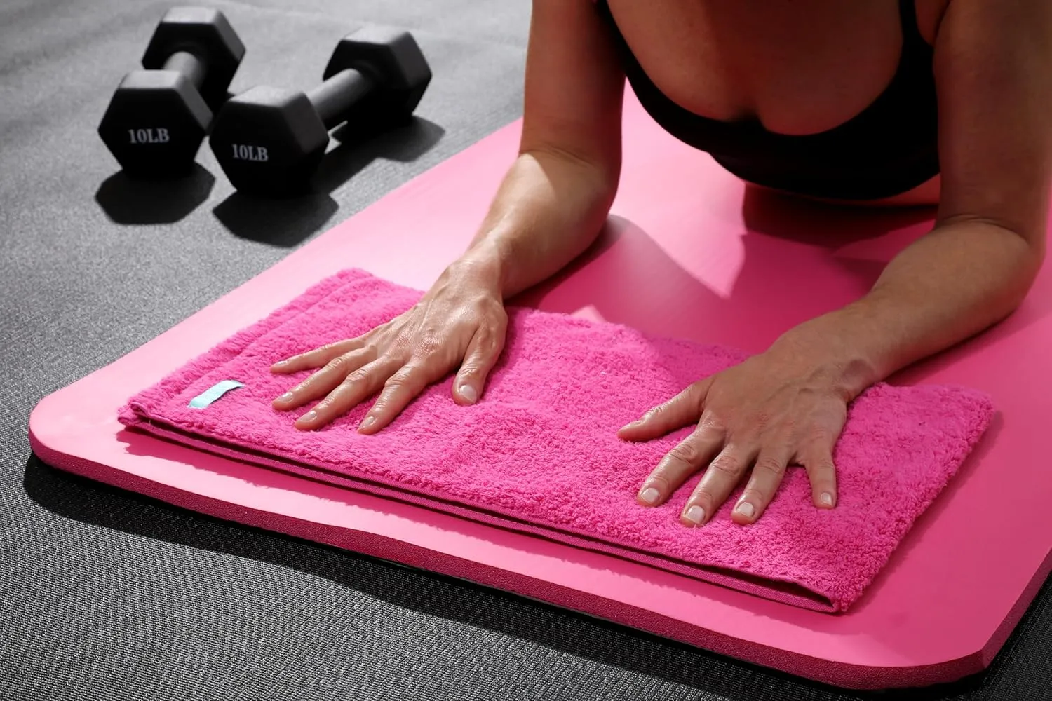 Eco Friendly Gym Towel for Working Out - Soft and Absorbent Cotton Exercise Towel - No Synthetic Microfibers or Plastics - Sweat Towel for Gym, Fitness, Sports, Yoga - Pink - 1 Pc