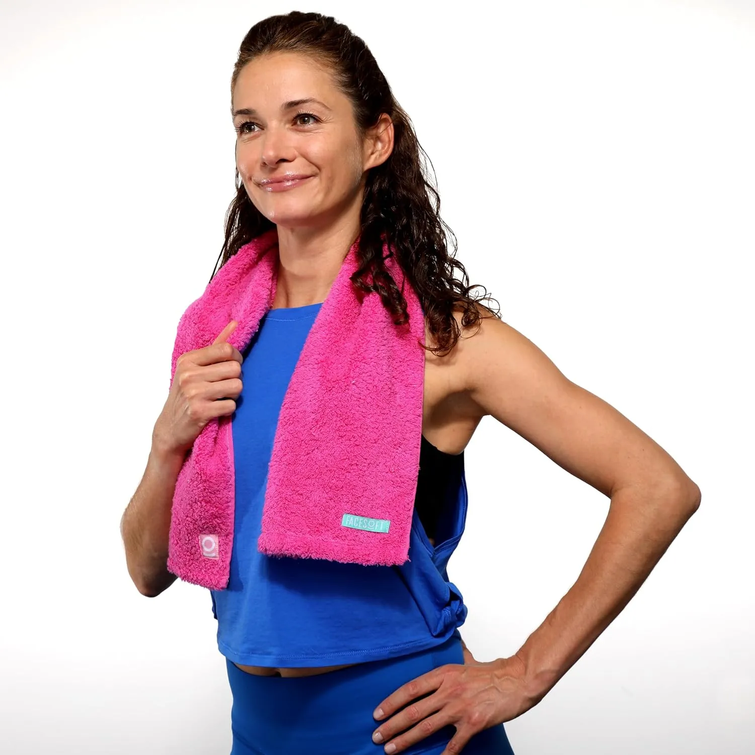 Eco Friendly Gym Towel for Working Out - Soft and Absorbent Cotton Exercise Towel - No Synthetic Microfibers or Plastics - Sweat Towel for Gym, Fitness, Sports, Yoga - Pink - 1 Pc