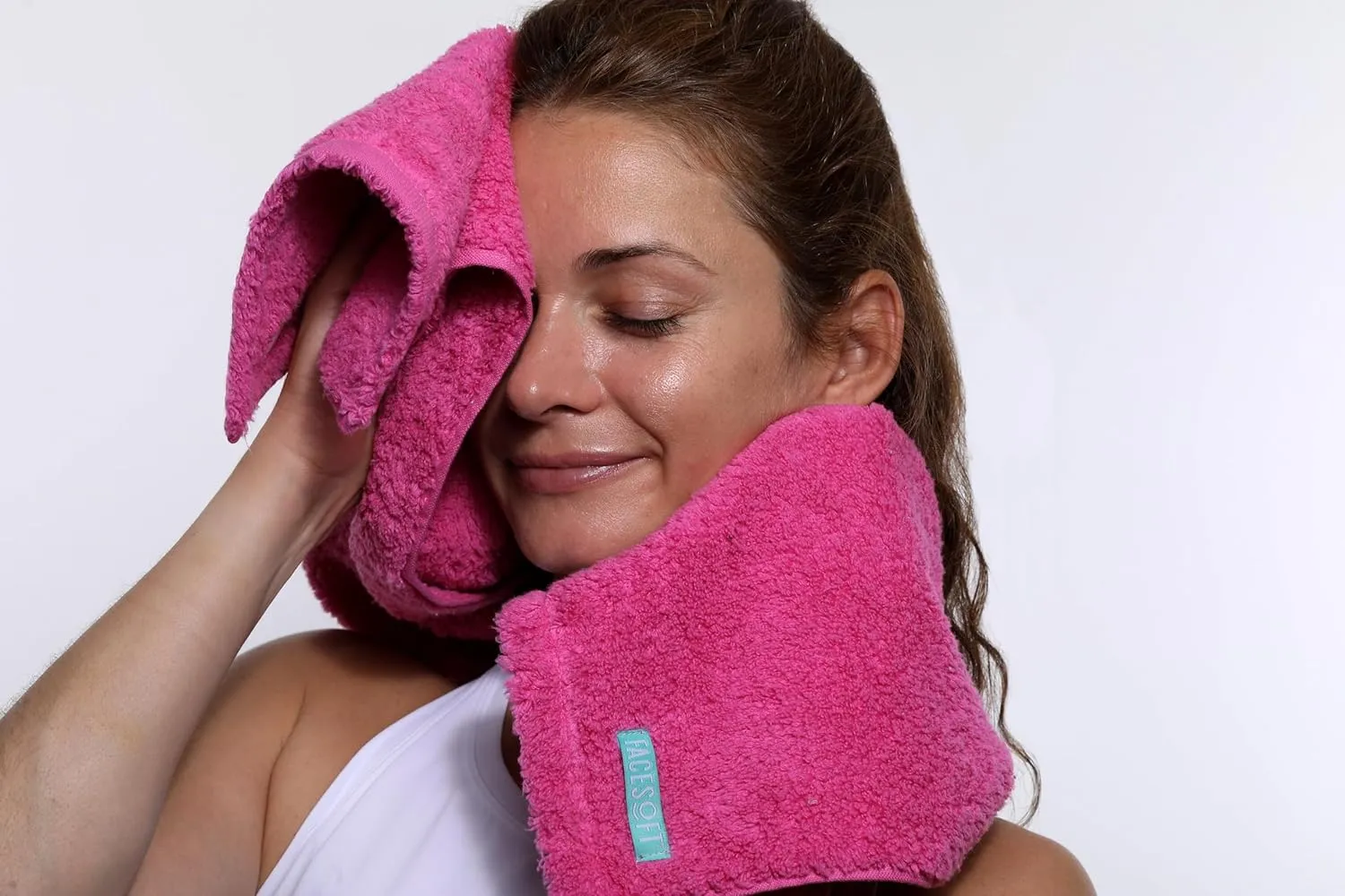 Eco Friendly Gym Towel for Working Out - Soft and Absorbent Cotton Exercise Towel - No Synthetic Microfibers or Plastics - Sweat Towel for Gym, Fitness, Sports, Yoga - Pink - 1 Pc