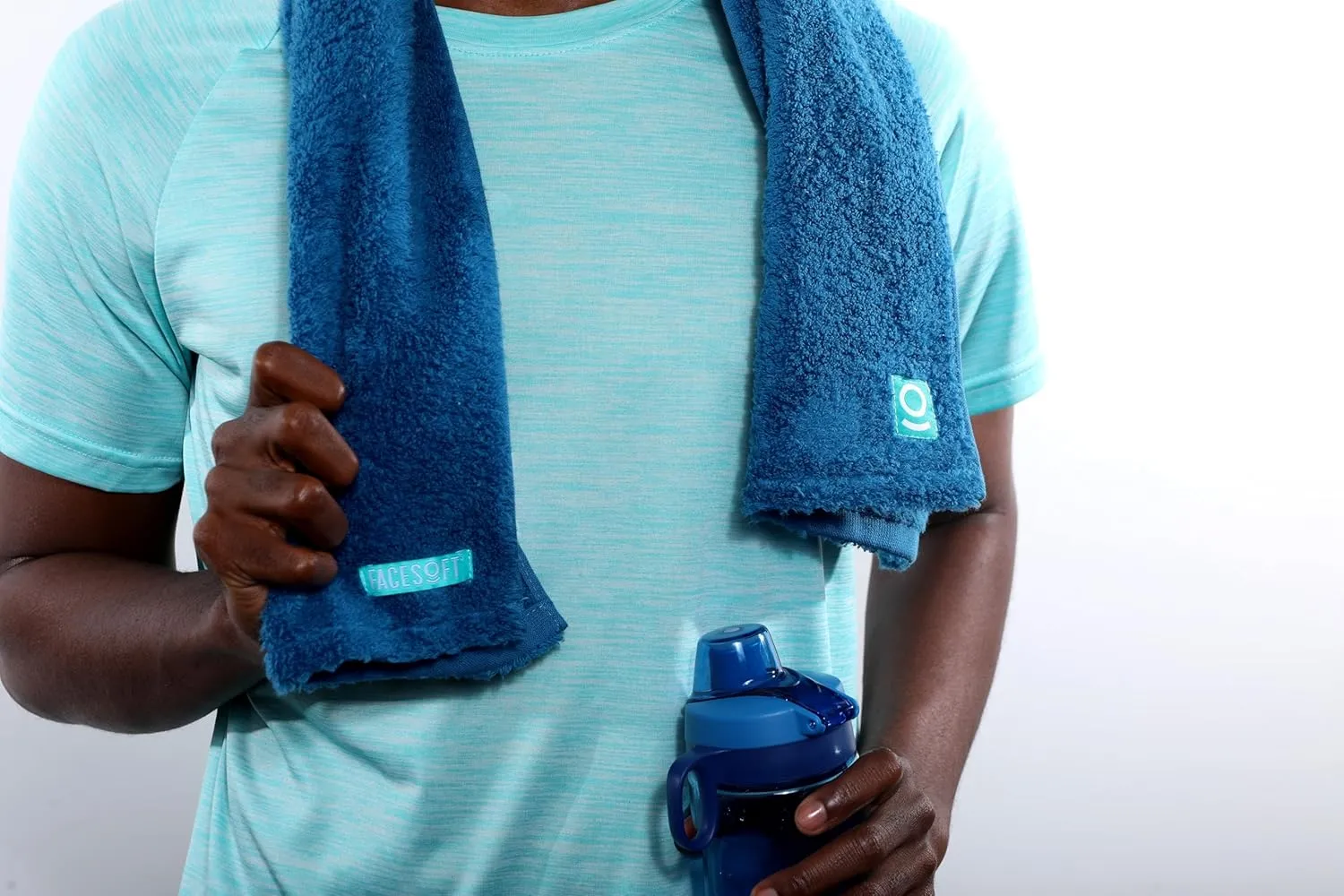 Eco Friendly Gym Towels for Working Out - Soft & Absorbent Cotton Exercise Towel - No Synthetic Microfibers or Plastics - Sweat Towel for Gym, Fitness, Sports, Yoga - Classic Blue - 1 Pc