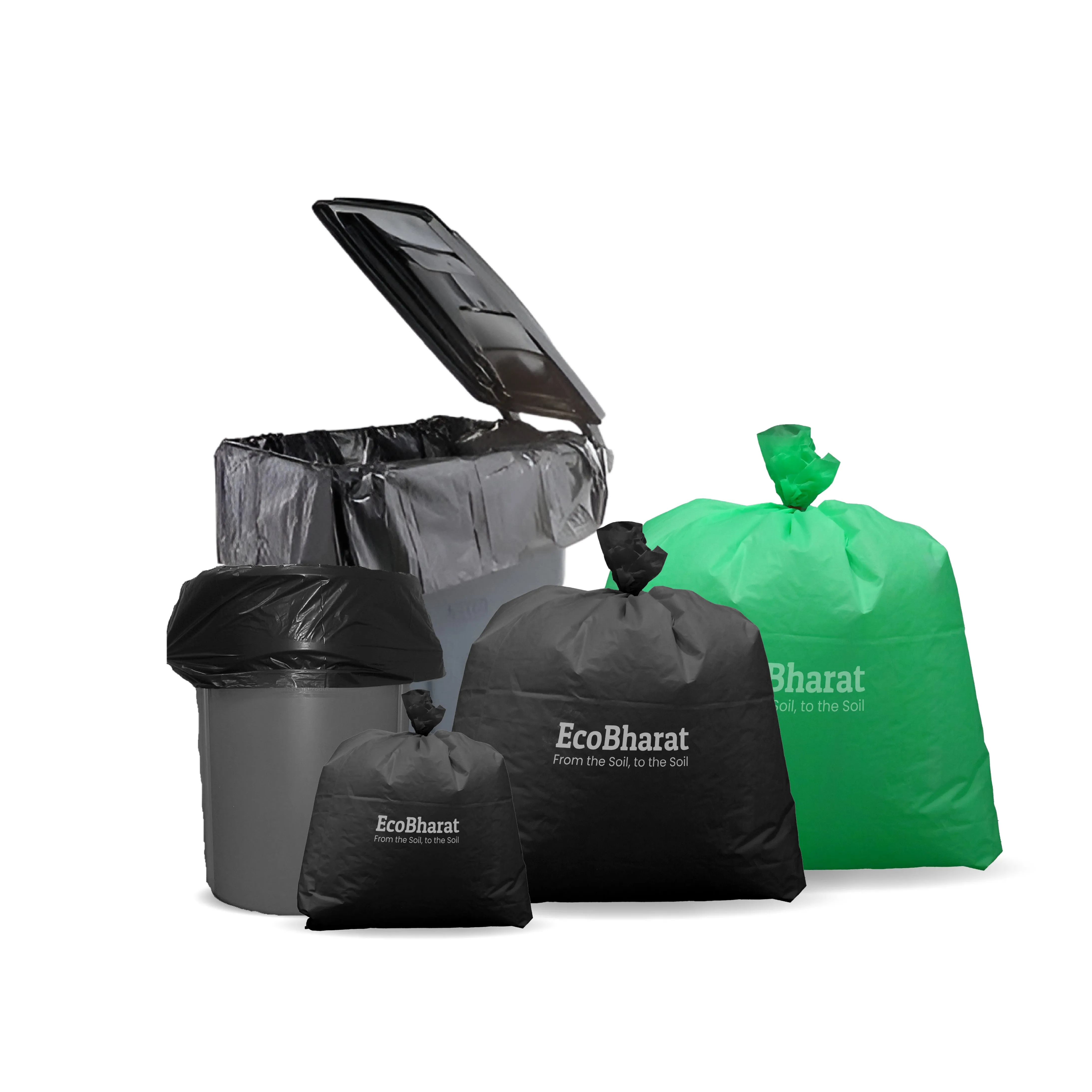 Ecobharat Bio Degradable and Compostable Bags | 55.88 cm × 88.9 cm (14 pieces) | Black