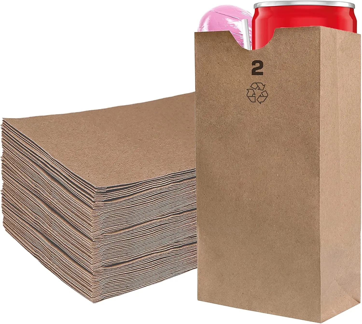 EcoQuality 400 Mini Brown Kraft Paper Bag (2 lb) Small - Paper Lunch Bags, Small Snacks, Gift Bags, Grocery, Merchandise, Party Bags (4 5/16" x 2 7/16" x 7 7/8") (2 Pound Capacity)