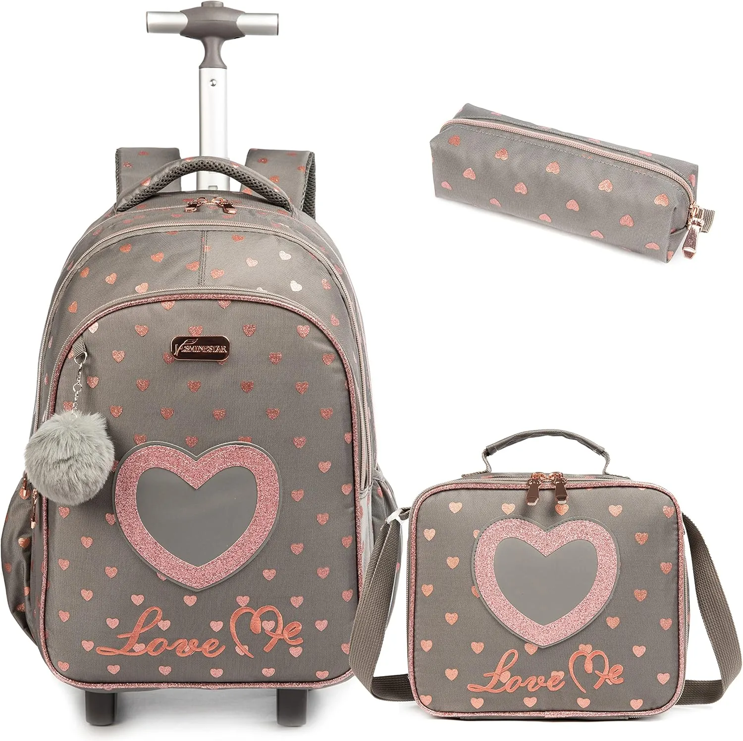 Egchescebo School Bags Kids Rolling Backpack for Girls Kids Luggage Suitcase With Wheels