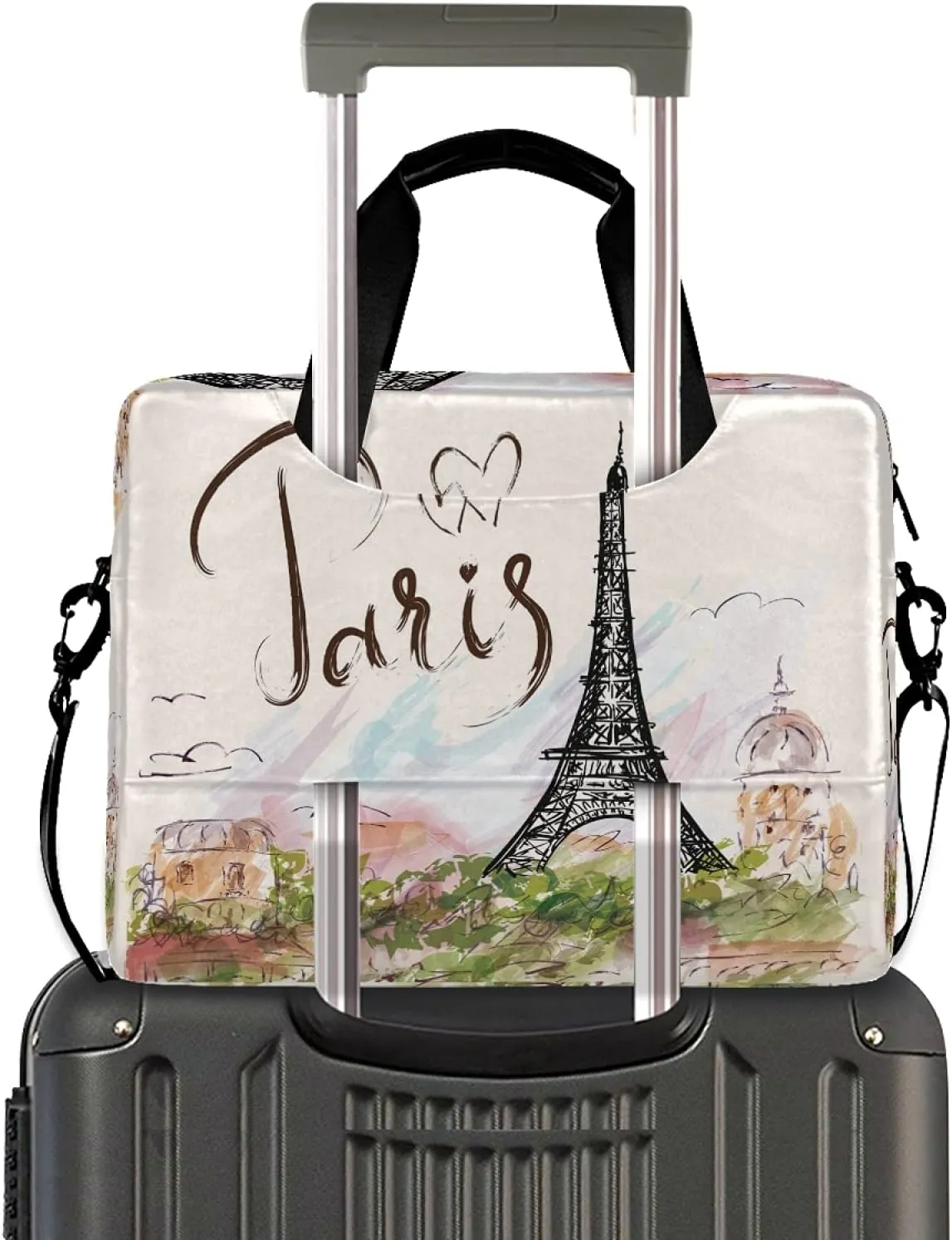 Eiffel Tower Paris Laptop Messenger Bag Case Sleeve Crossbody Briefcase for Men Women with Shoulder Strap Handle 13 14 15.6 inch