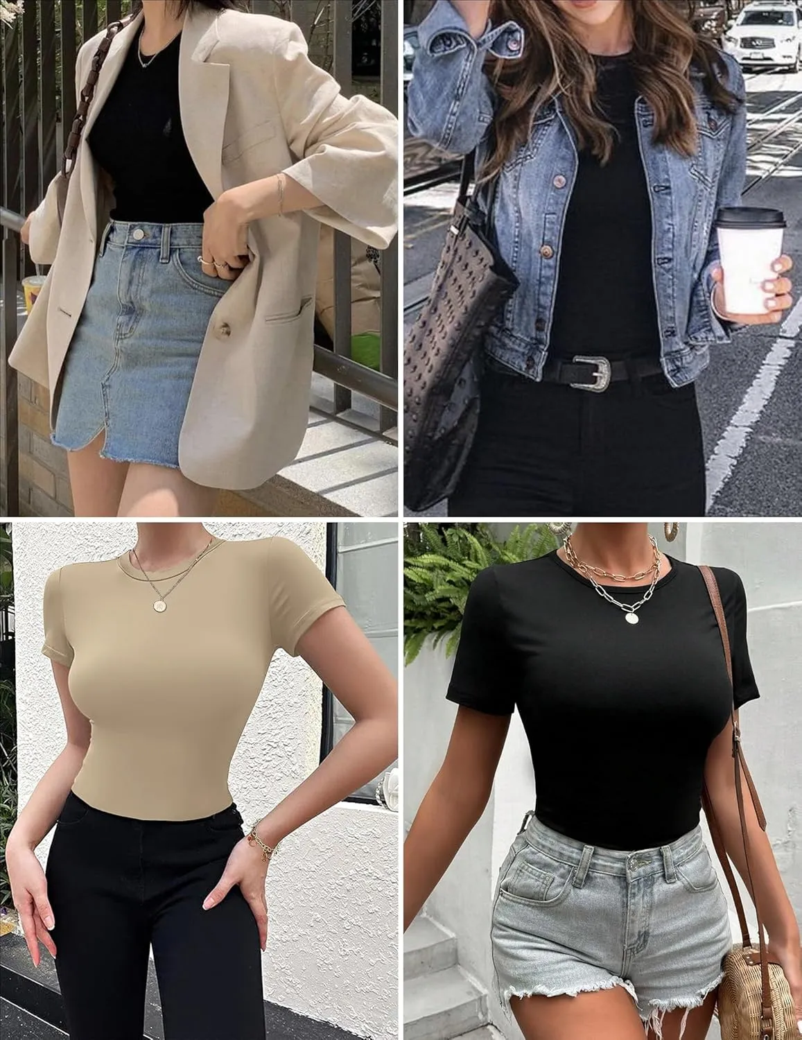 Ekouaer Womens Basic Tee Shirts 3 Pack Short Sleeve Crew Neck Thermal Underwear Tops Base Layer