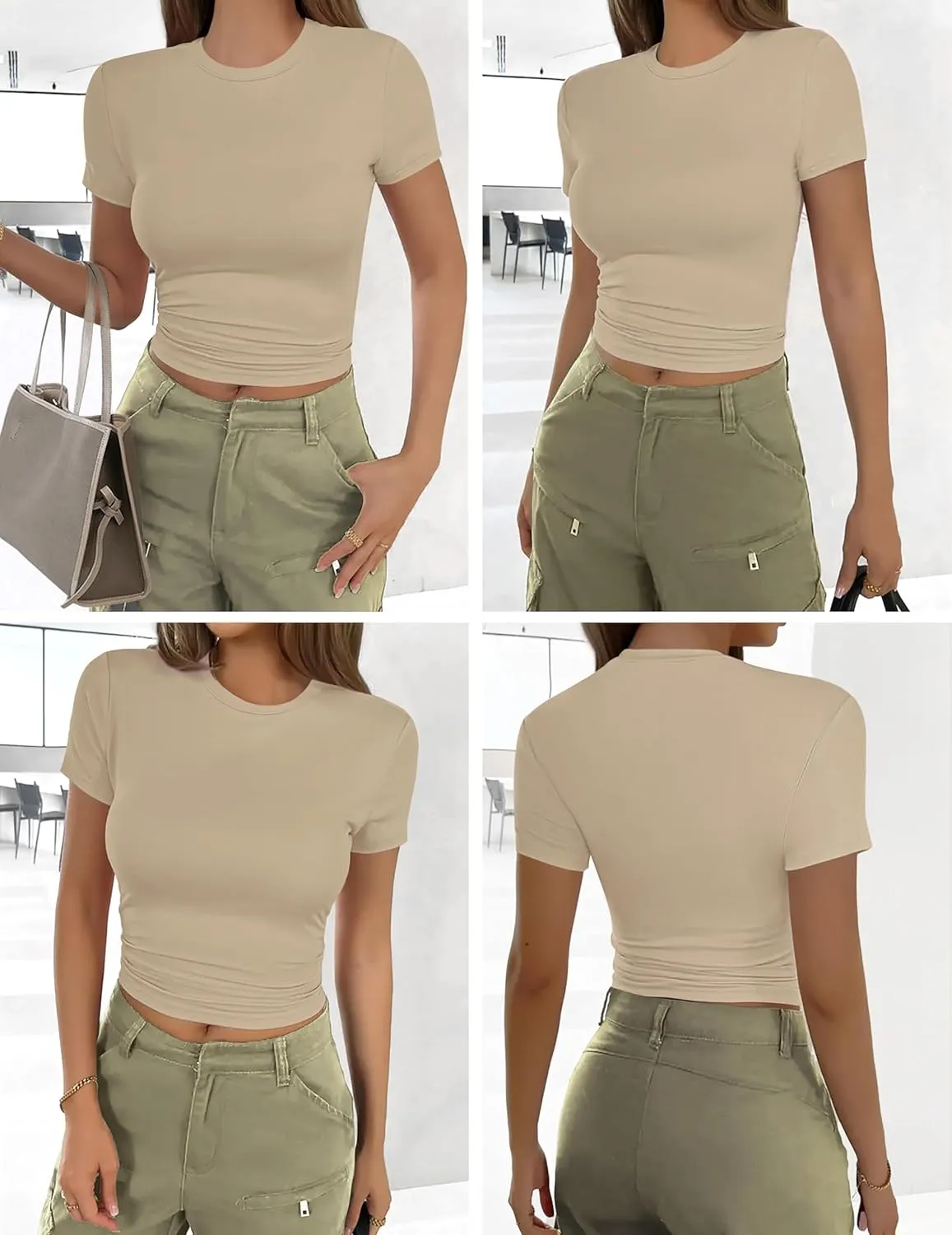 Ekouaer Womens Basic Tee Shirts 3 Pack Short Sleeve Crew Neck Thermal Underwear Tops Base Layer