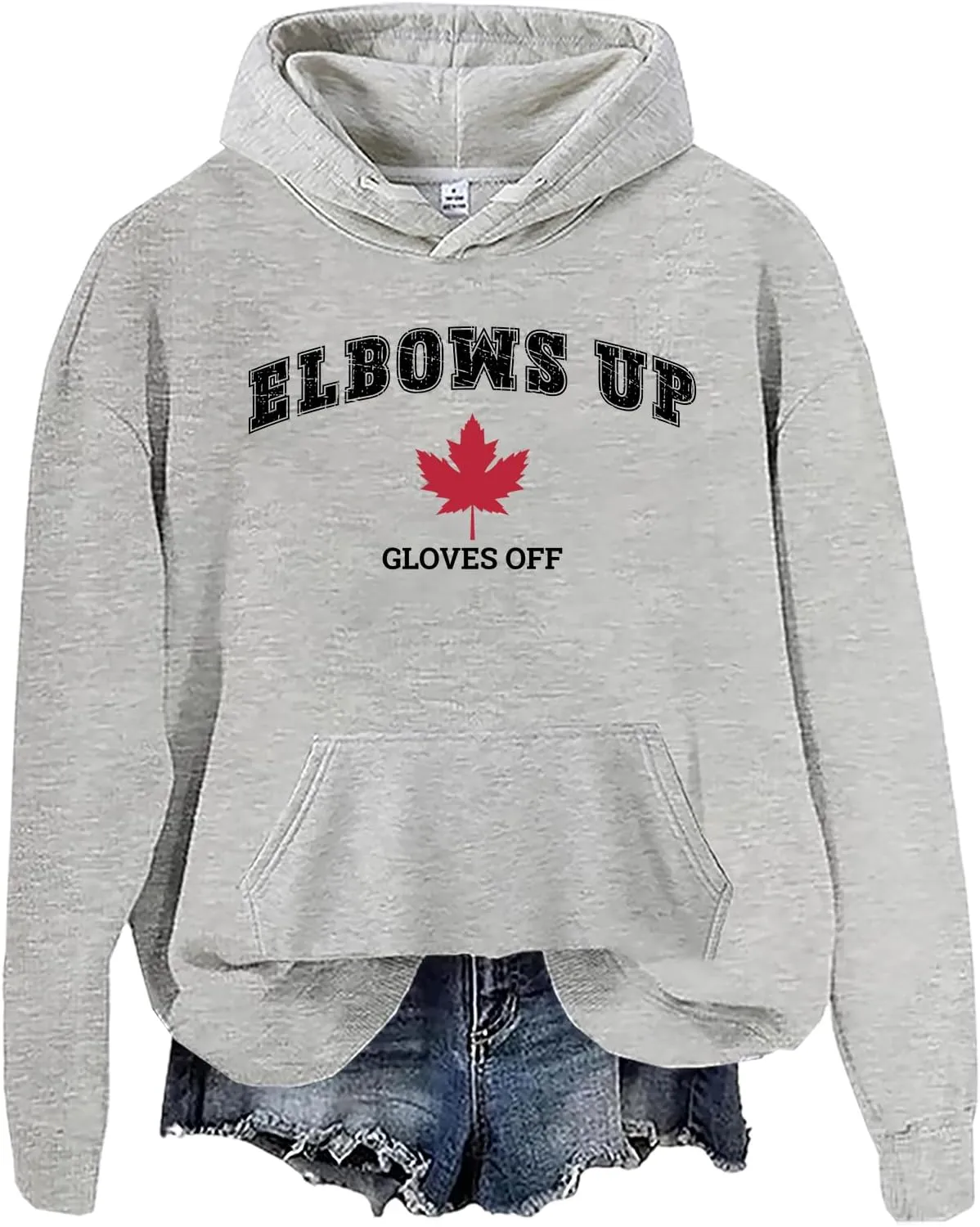 Elbows Up Canada Hoodie, Elbows Up Shirt, Fun Hockey Canada Flag Sweatshirt Hooded Neck