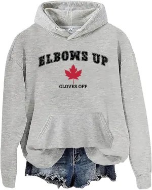 Elbows Up Canada Hoodie, Elbows Up Shirt, Fun Hockey Canada Flag Sweatshirt Hooded Neck