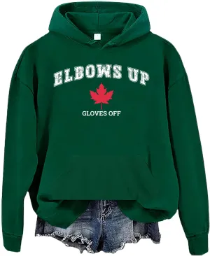 Elbows Up Canada Hoodie, Elbows Up Shirt, Fun Hockey Canada Flag Sweatshirt Hooded Neck
