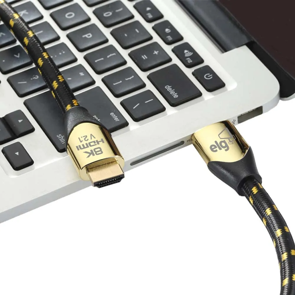 ELG 8K Certified HDMI Cable 2.1 48Gbps 6.6FT/2M,Ultra High Speed 8K@60Hz,4K@120Hz,144Hz,24K Gold,eARC,Ethernet,VRR,TrueHD,DTS-X,Dolby Atmos-TV,Laptop,Gaming Monitor