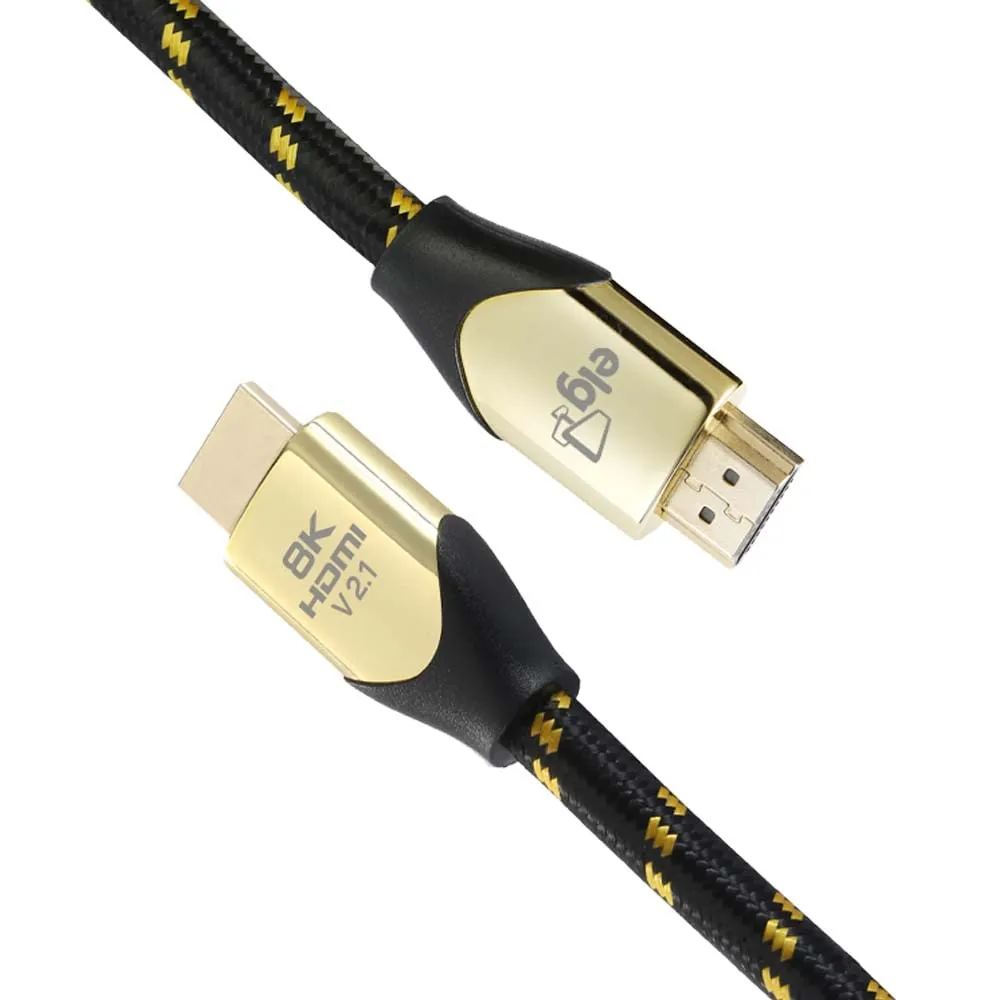 ELG 8K Certified HDMI Cable 2.1 48Gbps 6.6FT/2M,Ultra High Speed 8K@60Hz,4K@120Hz,144Hz,24K Gold,eARC,Ethernet,VRR,TrueHD,DTS-X,Dolby Atmos-TV,Laptop,Gaming Monitor
