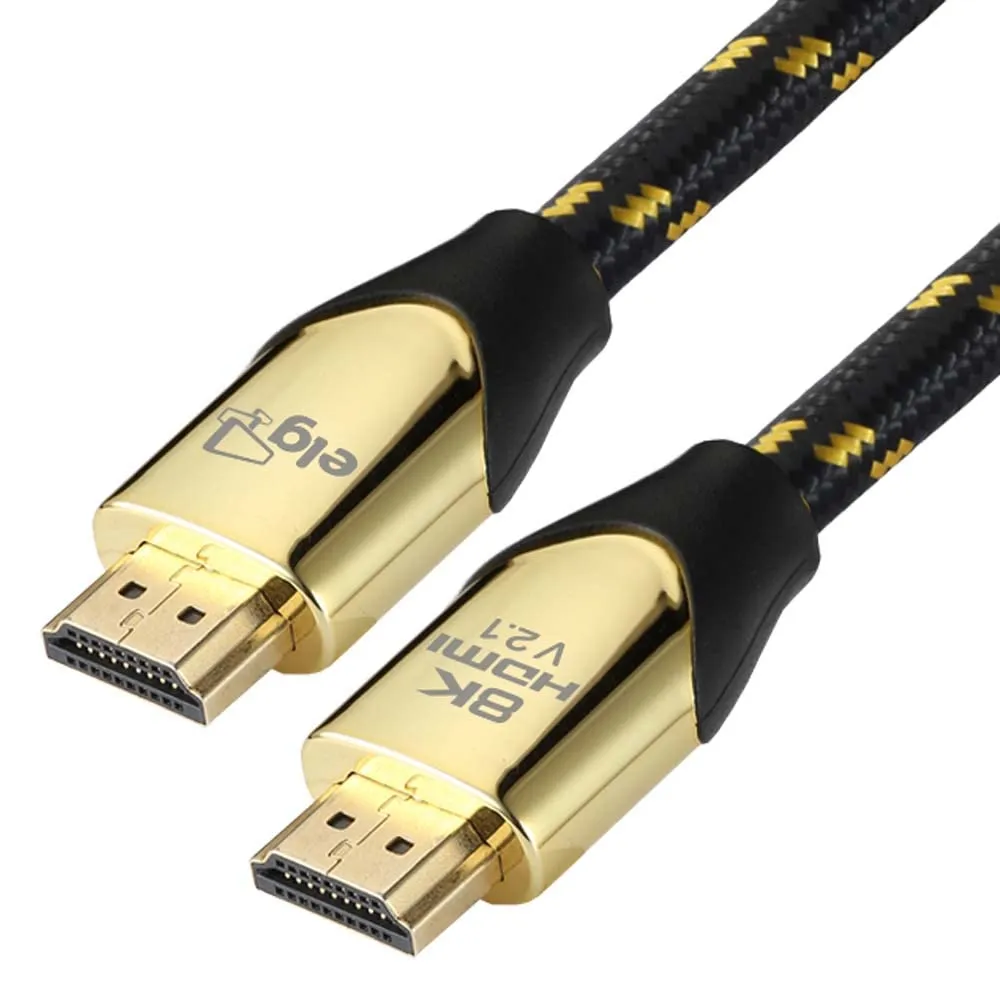 ELG 8K Certified HDMI Cable 2.1 48Gbps 6.6FT/2M,Ultra High Speed 8K@60Hz,4K@120Hz,144Hz,24K Gold,eARC,Ethernet,VRR,TrueHD,DTS-X,Dolby Atmos-TV,Laptop,Gaming Monitor