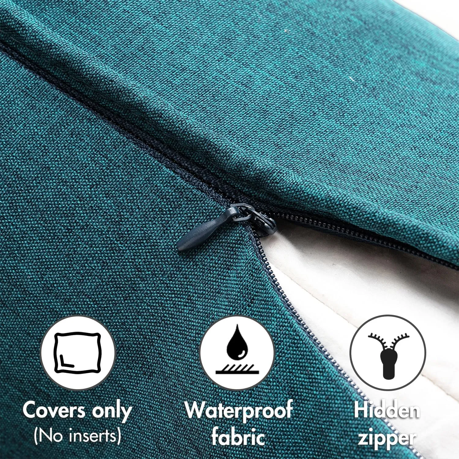 EMEMA Pack of 2 Decorative Outdoor Waterproof Throw Pillow Covers 20x20 Inch Solid Broadside Soft Outside Pillowcase Classic Cushion Cases for Patio Furniture Sunbrella for Balcony Decor Blue