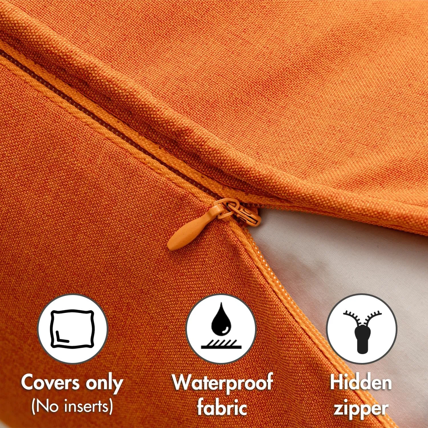 EMEMA Pack of 2 Decorative Outdoor Waterproof Throw Pillow Covers 20x20 Inch Solid Broadside Soft Outside Pillowcase Classic Cushion Cases for Patio Furniture Sunbrella for Balcony Decor Orange