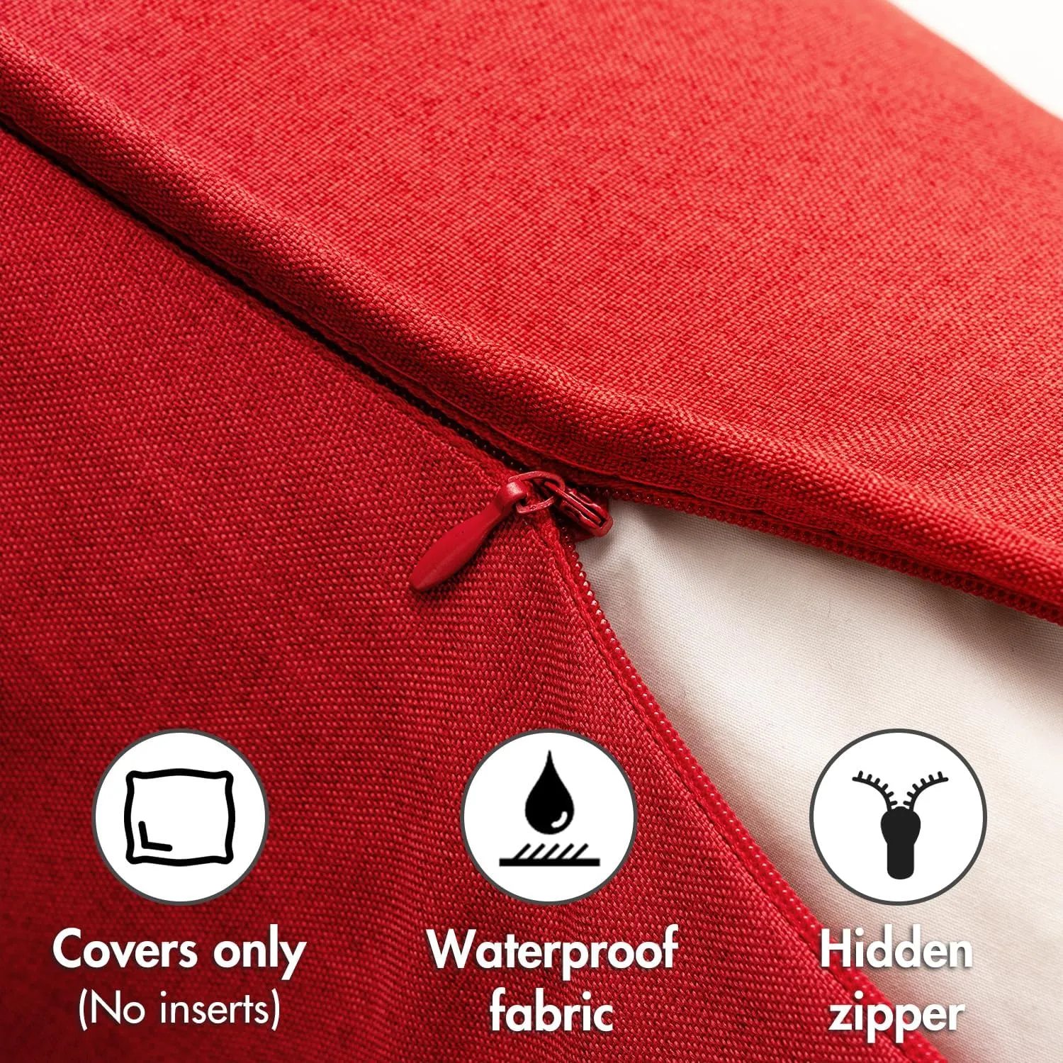 EMEMA Pack of 2 Decorative Outdoor Waterproof Throw Pillow Covers 20x20 Inch Solid Broadside Soft Outside Pillowcase Classic Cushion Cases for Patio Furniture Sunbrella for Balcony Decor Red