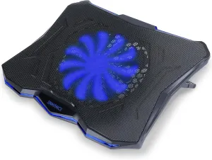 ENHANCE Cryogen 5 Gaming Laptop Cooling Pad Stand - Laptop Cooler with 7 Adjustable Height Settings & Dual USB Ports up to 17 inches - 1 Ultra Quiet High Performance LED Fan 800 RPM - Blue