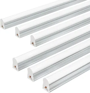 Ensenior 6-Pack T5 LED Shop Lights, 2FT 1000LM 6500K Super Bright White Integrated Single Fixture, 10W Linkable Utility Commercial Lighting for Office/Gym/Garage/Ceiling/Under Cabinet, Plug & Play