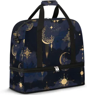 Ethnic Magic Travel Duffel Bag for Women Men Weekender Overnight Bag with Shoe Compartment Foldable Sports Gym Luggage Bag