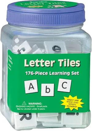 Eureka Tub Of Letter Tiles Back to School Classroom Supplies Educational Toy, 1'' x 1'' tiles, 176 pc